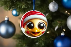 Christmas Chicken Round Ornament Sublimation PNG Product Image 1