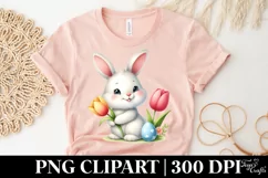 Easter Bunny Egg Flower, Clipart |T-shirt, Mug PNG Product Image 4