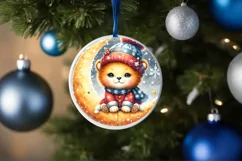 Cute Baby Lion on Moon PNG Product Image 4