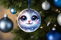 Shiny Christmas Kitten Ornament Sublimation PNG Product Image 3