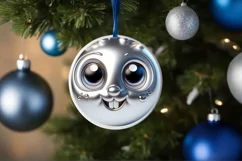 Shiny Christmas Bunny Ornament Sublimation PNG Product Image 3