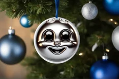 Shiny Christmas Bunny Ornament Sublimation PNG Product Image 3