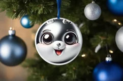 Shiny Christmas Bunny Ornament Sublimation PNG Product Image 1