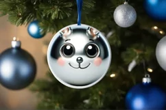 Shiny Christmas Bunny Ornament Sublimation PNG Product Image 1