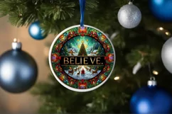 Believe Stained with Santa and Rein Diers Round Ornament Product Image 4