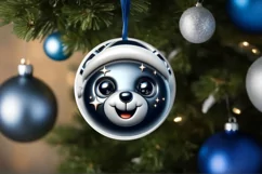 Shiny Christmas Bear Ornament Sublimation PNG Product Image 3