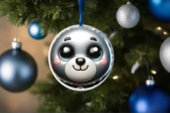 Shiny Christmas Bear Ornament Sublimation PNG Product Image 1