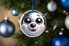 Shiny Christmas Bear Ornament Sublimation PNG Product Image 3