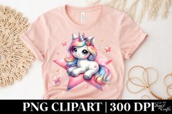 Cute Unicorn on a Red Star Clipart |T-shirt, Mug, Tumbler Product Image 4