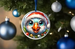 Shiny Christmas Parrot Ornament Sublimation PNG Product Image 3