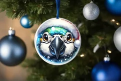 Shiny Christmas Parrot Ornament Sublimation PNG Product Image 1