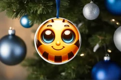 Shiny Christmas Bee Ornament Sublimation PNG Product Image 3