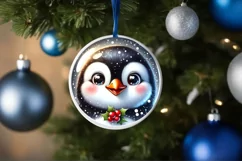 Shiny Christmas Penguin Ornament Sublimation PNG Product Image 3