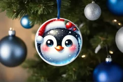 Shiny Christmas Penguin Ornament Sublimation PNG Product Image 1