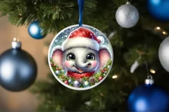 Shiny Christmas Elephant Ornament Sublimation PNG Product Image 3