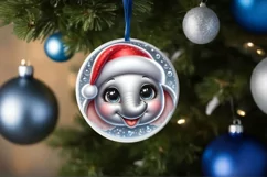 Shiny Christmas Elephant Ornament Sublimation PNG Product Image 3