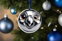 Shiny Christmas Parrot Ornament Sublimation PNG Product Image 3