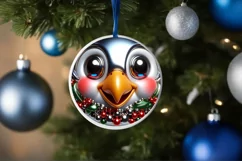 Shiny Christmas Parrot Ornament Sublimation PNG Product Image 1
