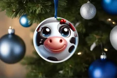 Shiny Christmas Cow Ornament Sublimation PNG Product Image 1