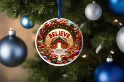 Believe Gifts Christmas Round Cute Ornament Sublimation Product Image 4