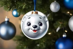 Polar Bear Christmas Round Ornament Sublimation PNG Product Image 1