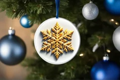 Snow Flake Christmas Round Cute Ornament Sublimation Product Image 4