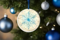 Snow Flake Christmas Round Cute Ornament Sublimation Product Image 4