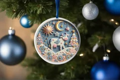 Colorful Pastel Round Cow Ornament PNG Product Image 4
