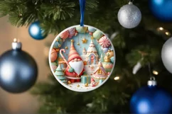 Colorful Frog Scene Round Ornament Sublimation PNG Product Image 4