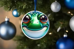 Frog Christmas Round Ornament Sublimation PNG Product Image 1