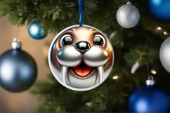 Walrus Christmas Round Ornament Sublimation PNG Product Image 3