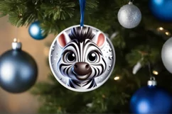 Zebra Christmas Round Ornament Sublimation PNG Product Image 3