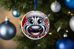 Zebra Christmas Round Ornament Sublimation PNG Product Image 3