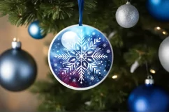 Watercolor Snow Flake Round Sublimation PNG Product Image 4