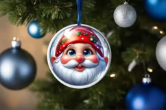 Gnome Christmas Round Ornament Sublimation PNG Product Image 1
