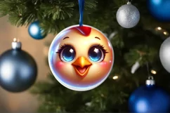 Chicken Christmas Round Ornament Sublimation PNG Product Image 1