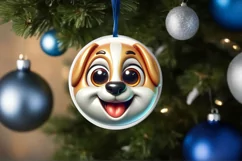 Dog with big eyes Round Christmas Ornament Sublimation PNG Product Image 1