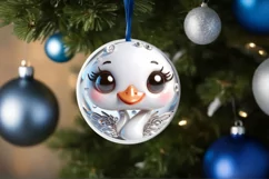 Christmas Swan Smiling Round Ornament Sublimation PNG Product Image 1