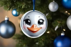 Christmas Swan Smiling Round Ornament Sublimation PNG Product Image 3