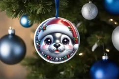 Christmas Seal Smiling Round Ornament Sublimation PNG Product Image 3