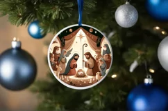 Cartoon Nativity Scene Round Ornament Sublimation Product Image 4