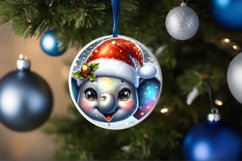 Christmas Elephant Smiling Round Ornament Sublimation PNG Product Image 1