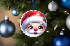 Christmas Santa Claus Smiling Round Ornament Sublimation PNG Product Image 1