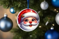 Christmas Santa Claus Smiling Round Ornament Sublimation PNG Product Image 3