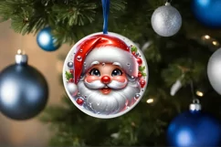 Christmas Santa Claus Smiling Round Ornament Sublimation PNG Product Image 1