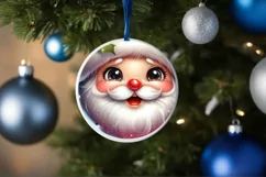 Christmas Santa Claus Smiling Round Ornament Sublimation PNG Product Image 1