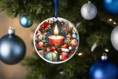 Watercolor Mountain Santa Round Ornament Product Image 4