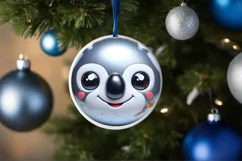 Koala with big eyes Round Christmas Ornament Sublimation PNG Product Image 1