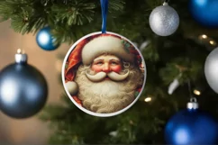 Christmas Round Vintage Santa Ornament Sublimation Product Image 4