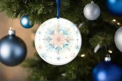 Snow Flake Christmas Round Cute Ornament Sublimation Product Image 4